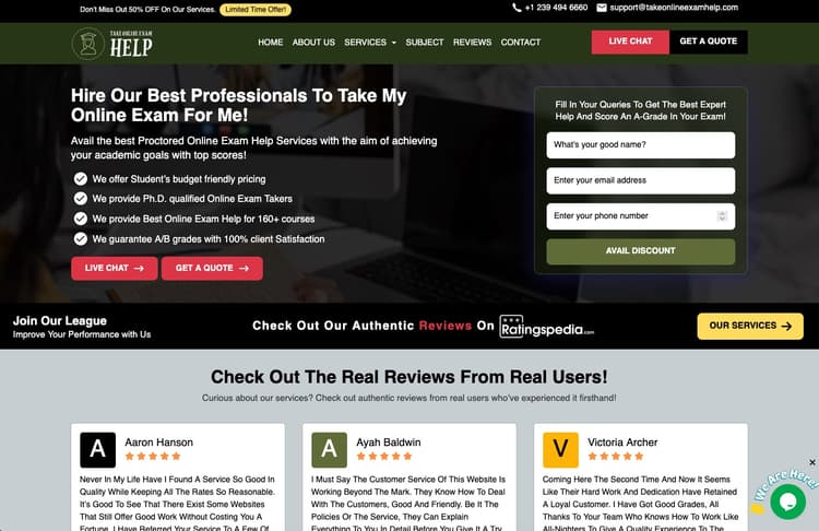 TakeOnlineExamHelp.com review